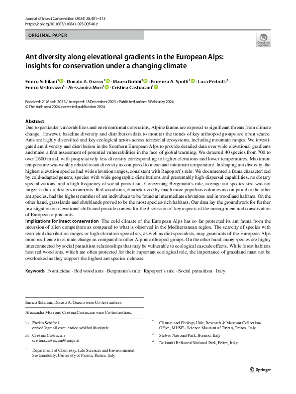 (PDF) Ant diversity along elevational gradients in the European Alps ...