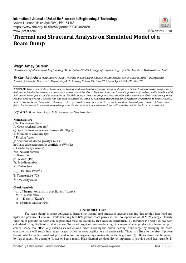 (PDF) Thermal and Structural Analysis on Simulated Model of a Beam Dump