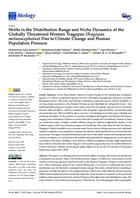 (PDF) Shifts in the Distribution Range and Niche Dynamics of the ...