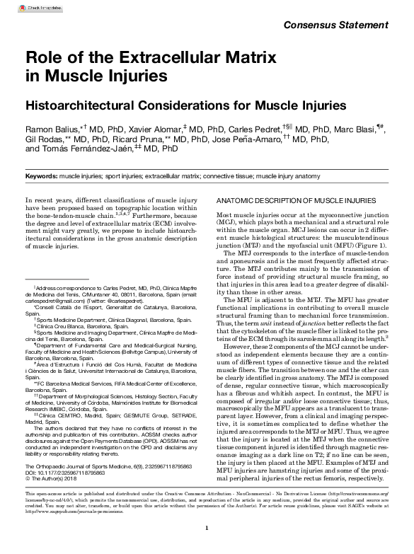 (PDF) Role of the Extracellular Matrix in Muscle Injuries ...