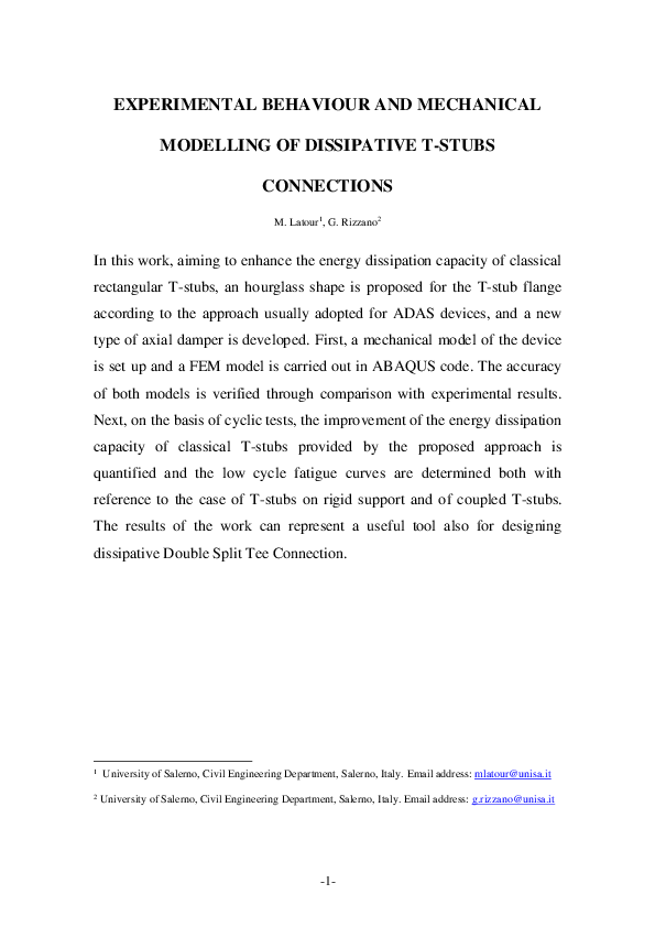 (PDF) Experimental Behavior and Mechanical Modeling of Dissipative T ...