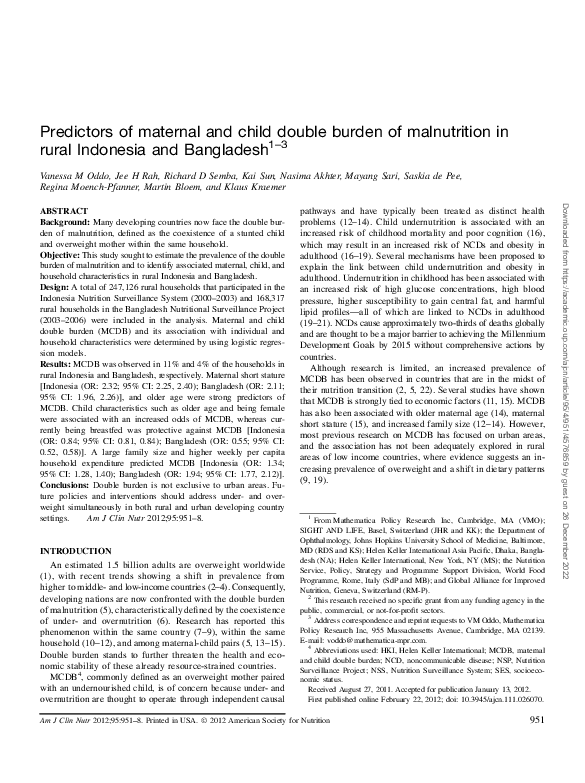 (PDF) Predictors of maternal and child double burden of malnutrition in ...