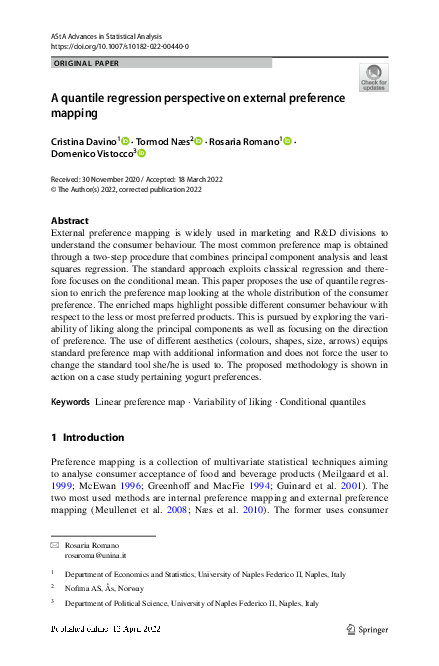(PDF) A quantile regression perspective on external preference mapping