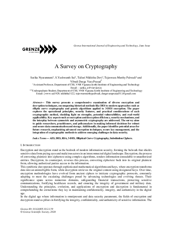 (PDF) A Survey on Cryptography