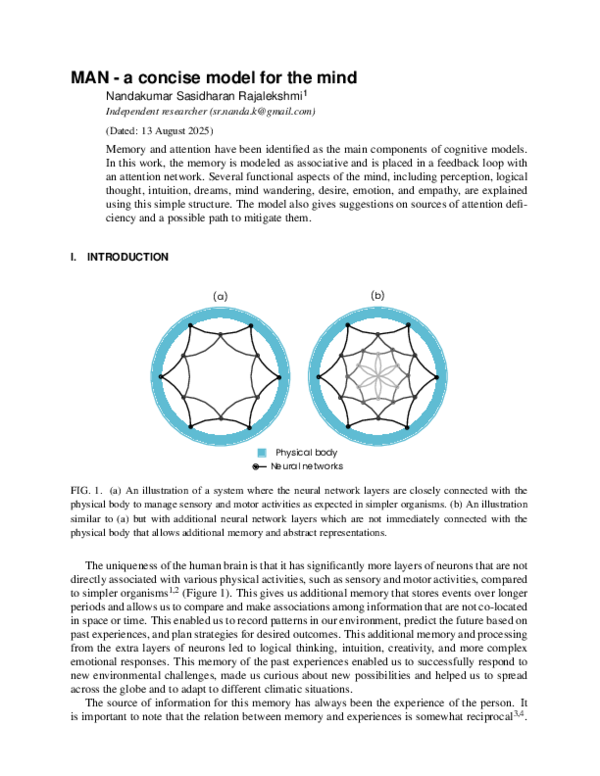 (PDF) MAN -a concise model for the mind