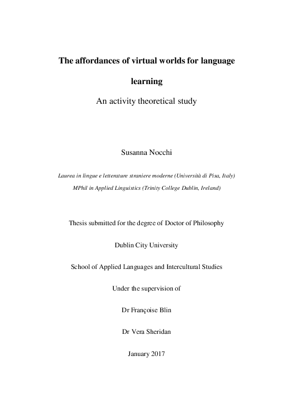 (PDF) The affordances of virtual worlds for language learning