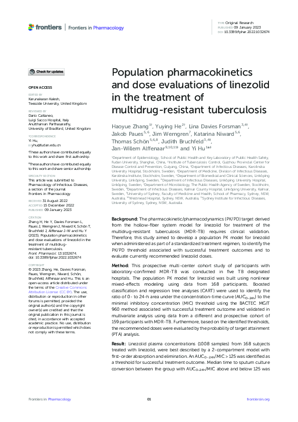(PDF) Population pharmacokinetics and dose evaluations of linezolid in ...