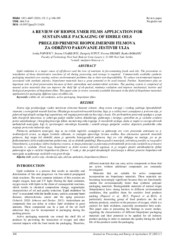 (PDF) A Review of Biopolymer Films Application for Sustainable ...