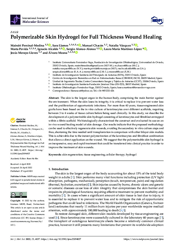(PDF) Polymerizable Skin Hydrogel for Full Thickness Wound Healing