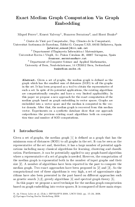 (PDF) Exact median graph computation via graph embedding