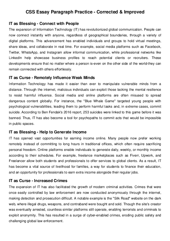 (PDF) CSS Essay Paragraph Practice
