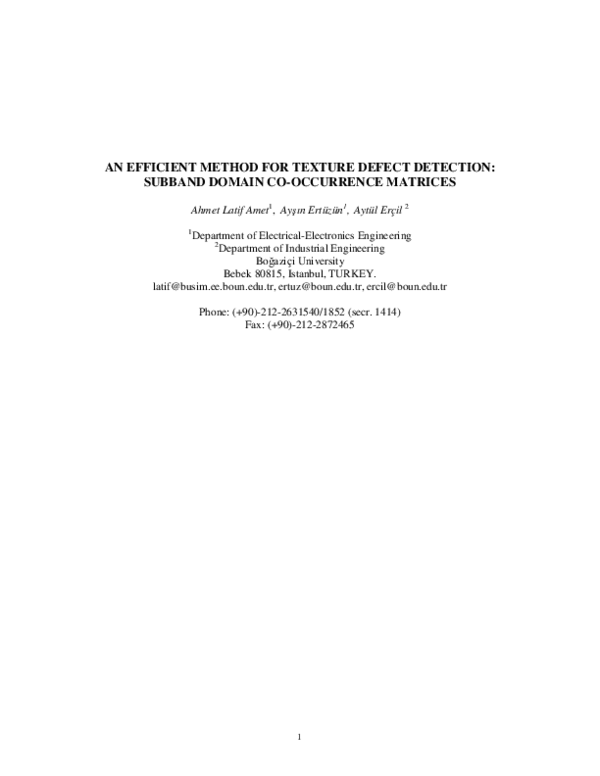 (PDF) An efficient method for texture defect detection: sub-band domain ...