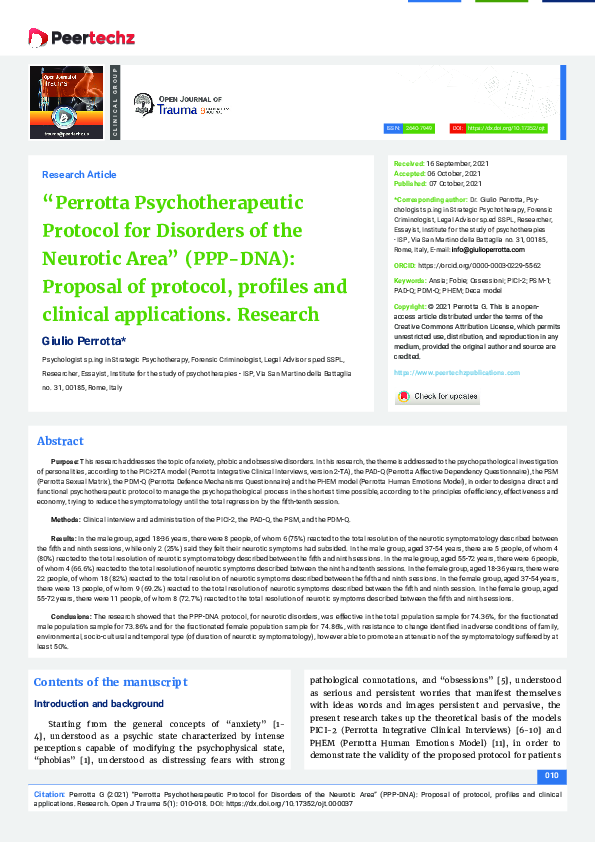 (PDF) “Perrotta Psychotherapeutic Protocol for Disorders of the ...