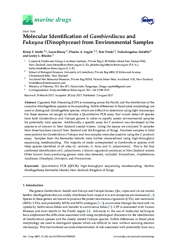 (PDF) Molecular Identification of Gambierdiscus and Fukuyoa ...