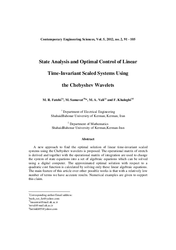 (PDF) State Analysis and Optimal Control of Linear Time-Invariant Scale ...