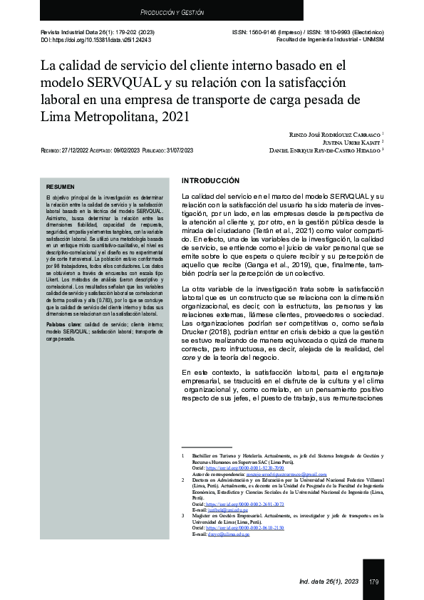 (PDF) La calidad de servicio del cliente interno basado en el modelo ...