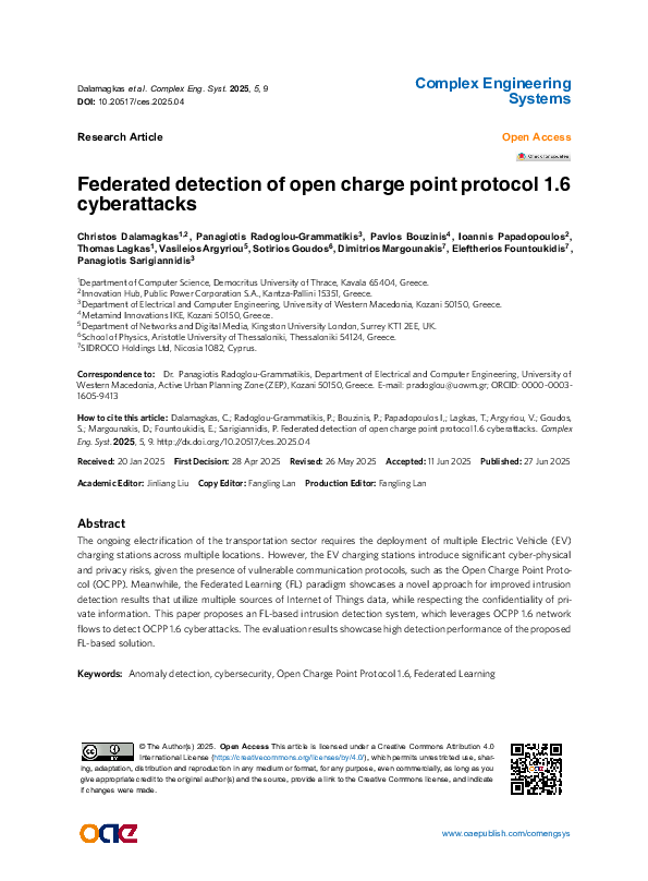 (PDF) Federated detection of open charge point protocol 1.6 cyberattacks