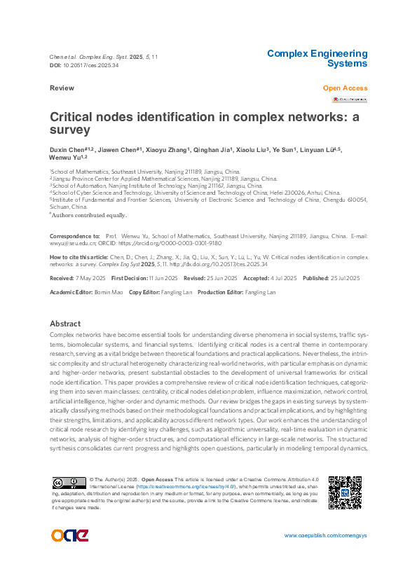 (PDF) Critical nodes identification in complex networks: a survey