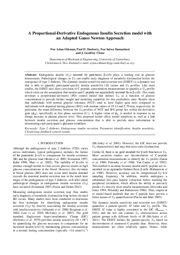 (PDF) A Proportional-Derivative Endogenous Insulin Secretion model with ...