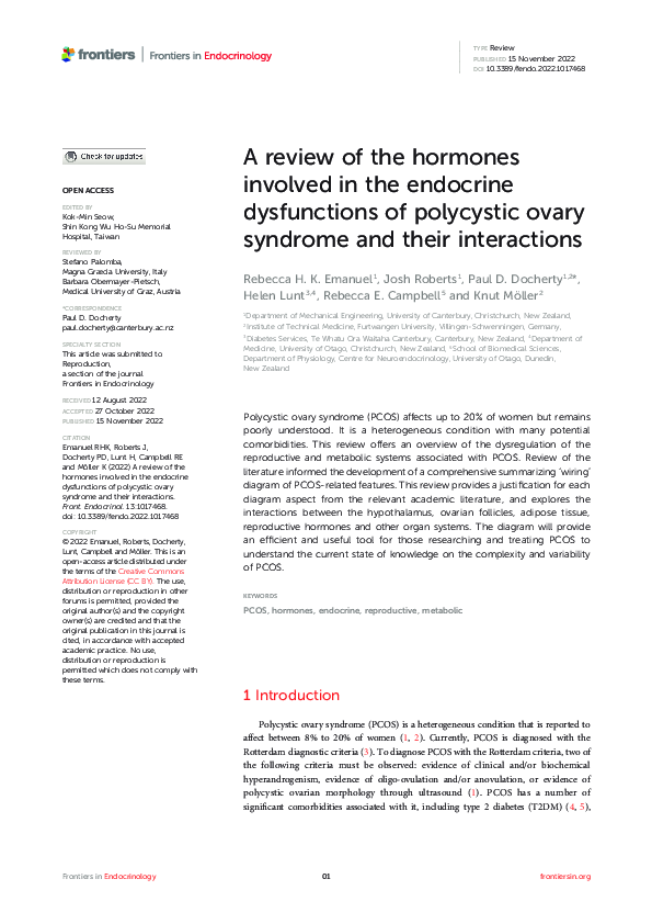 (PDF) A review of the hormones involved in the endocrine dysfunctions ...