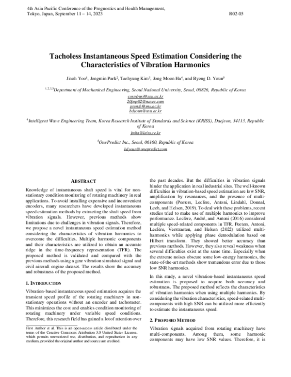 (PDF) Tacholess Instantaneous Speed Estimation Considering the ...
