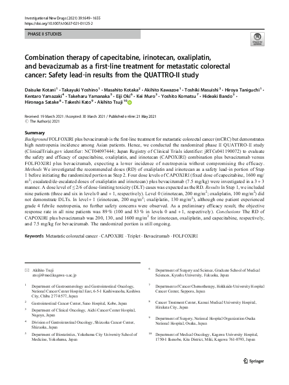 (PDF) Combination therapy of capecitabine, irinotecan, oxaliplatin, and ...
