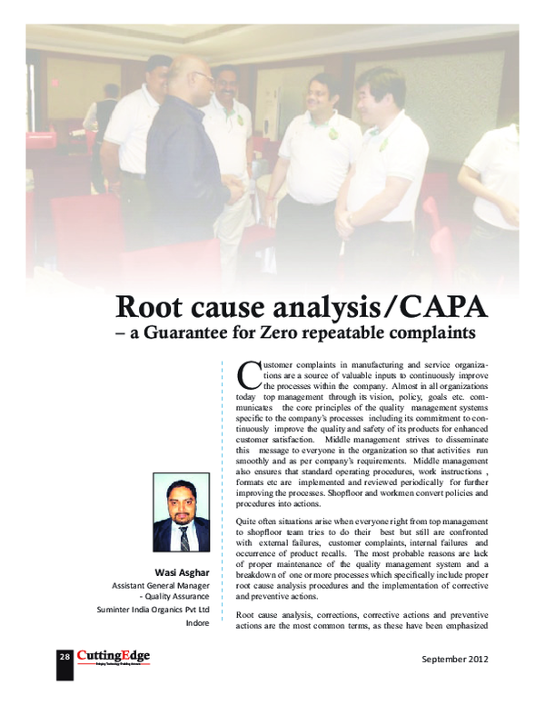 (PDF) Root Cause Analysis /CAPA_A guarantee for zero repeatable complaints