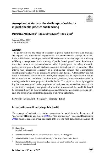 (PDF) An explorative study on the challenges of solidarity in public ...