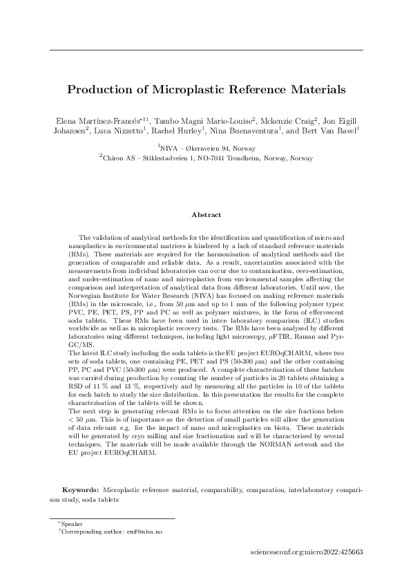 (PDF) Production of microplastic reference materials