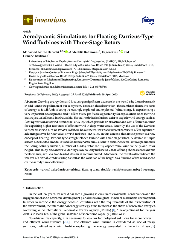 (PDF) Aerodynamic Simulations for Floating Darrieus-Type Wind Turbines ...