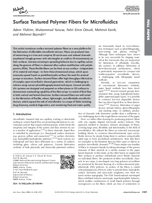 (PDF) Surface Textured Polymer Fibers for Microfluidics