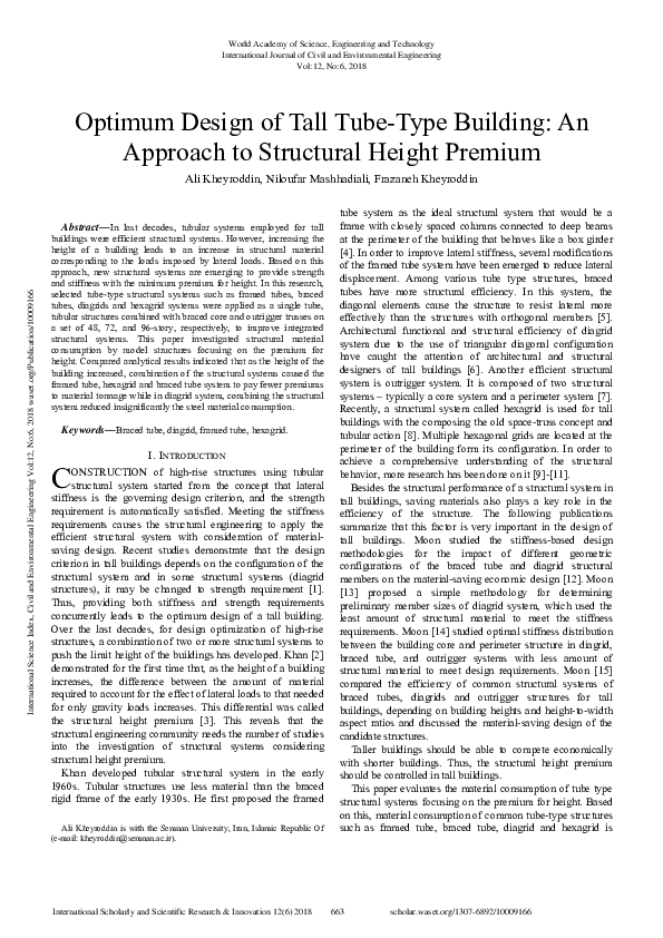 (PDF) Optimum Design Of Tall Tube-Type Building: An Approach To ...