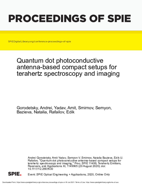 (PDF) Quantum dot photoconductive antenna-based compact setups for ...