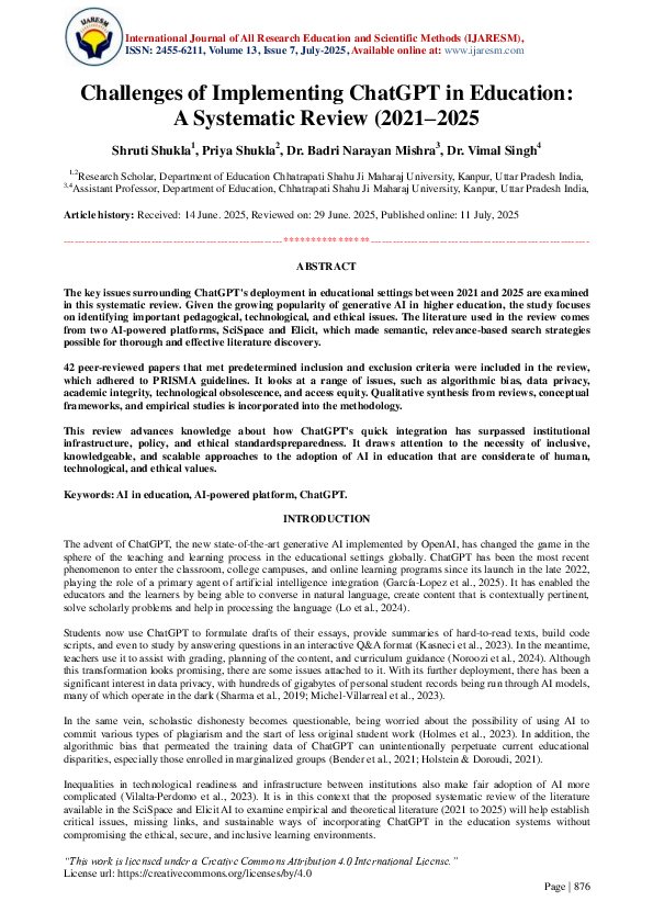 (PDF) Challenges of Implementing ChatGPT in Education: A Systematic ...