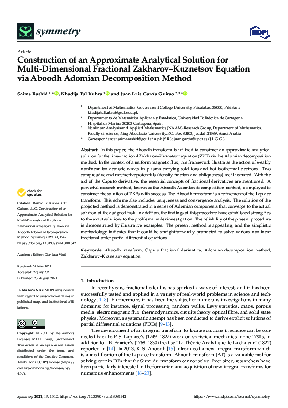 (PDF) Construction of an Approximate Analytical Solution for Multi ...