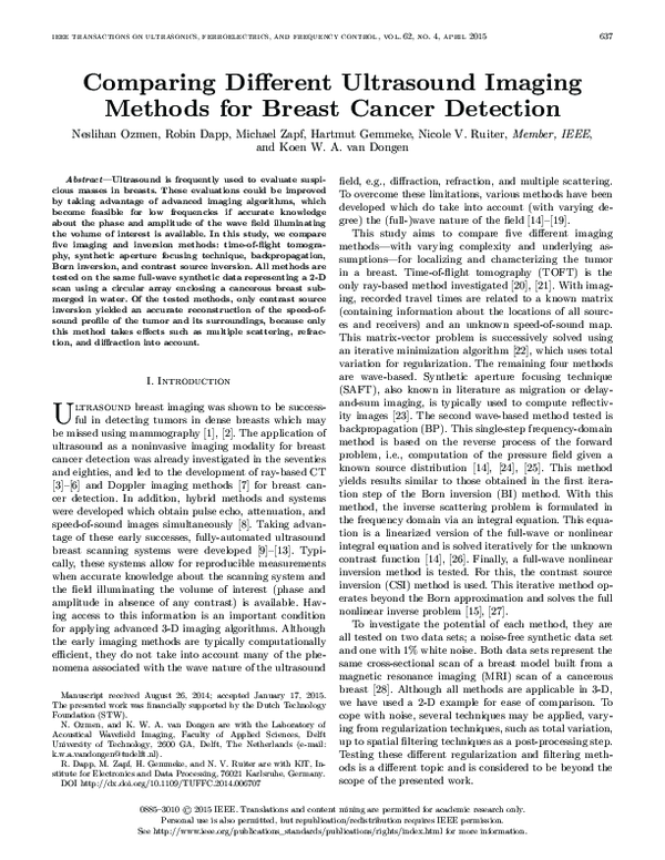 (PDF) Comparing different ultrasound imaging methods for breast cancer ...