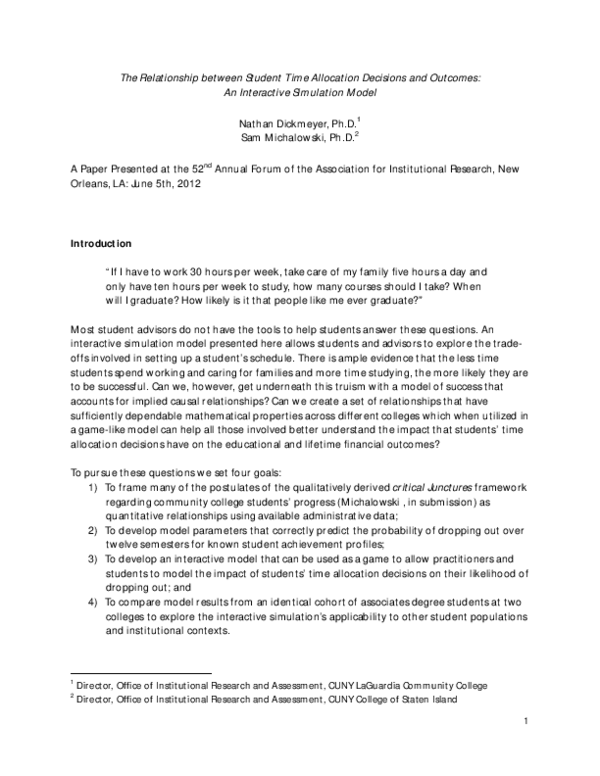 (PDF) The Relationship between Student Time Allocation Decisions and ...