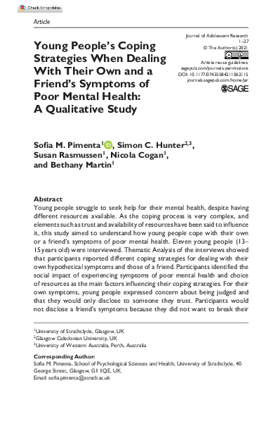 (PDF) Young People’s Coping Strategies When Dealing With Their Own and ...
