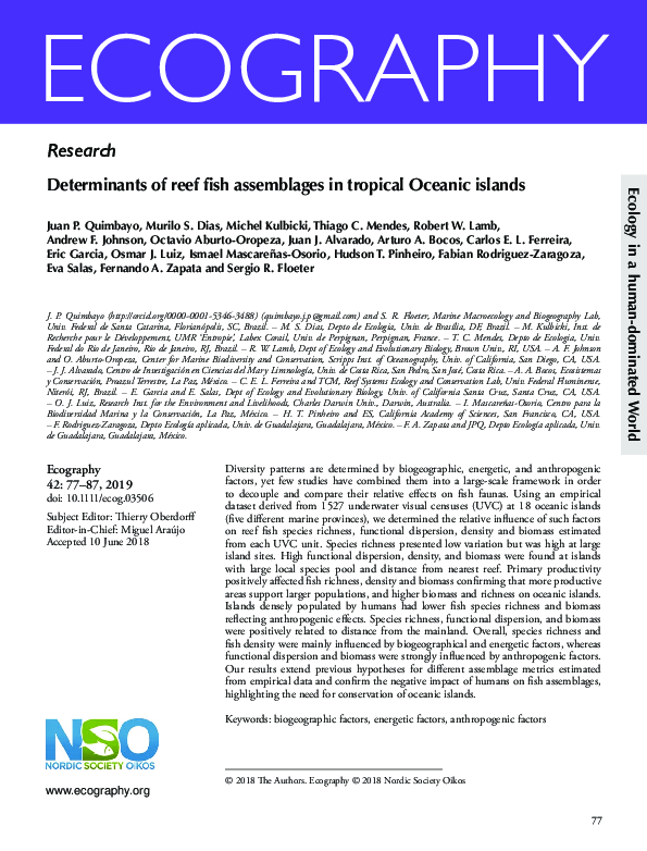 (PDF) Determinants of reef fish assemblages in tropical Oceanic islands