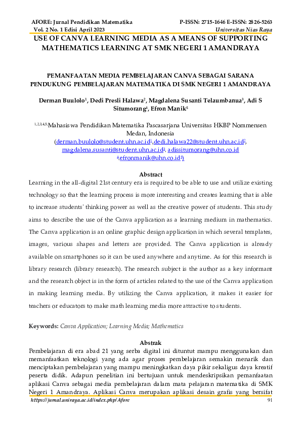 (PDF) Use of Canva Learning Media as a Means of Supporting Mathematics ...
