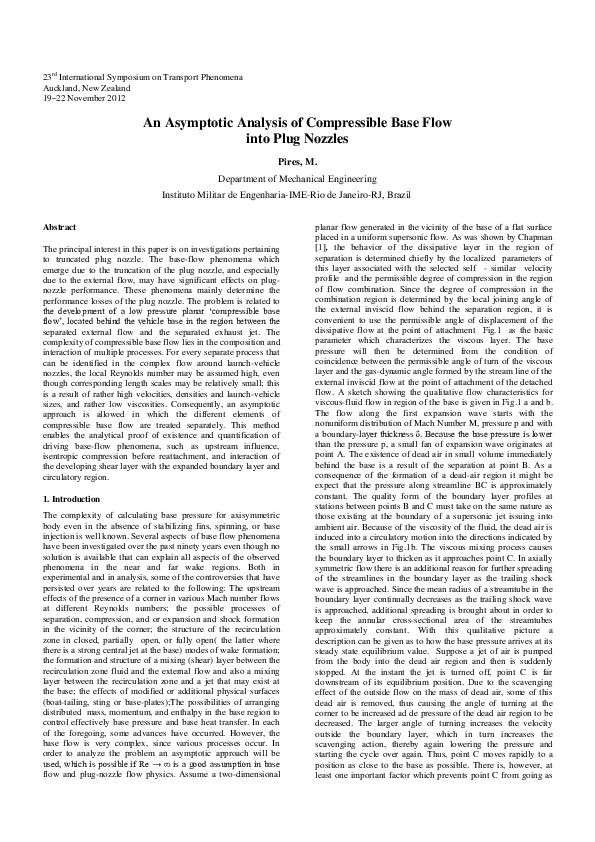 (PDF) An Asymptotic Analysis of Compressible Base Flow into Plug Nozzles
