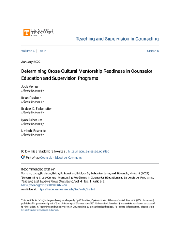 (PDF) Determining Cross-Cultural Mentorship Readiness in Counselor ...
