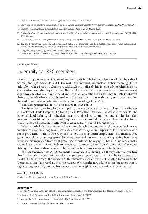 (PDF) Indemnity for REC Members