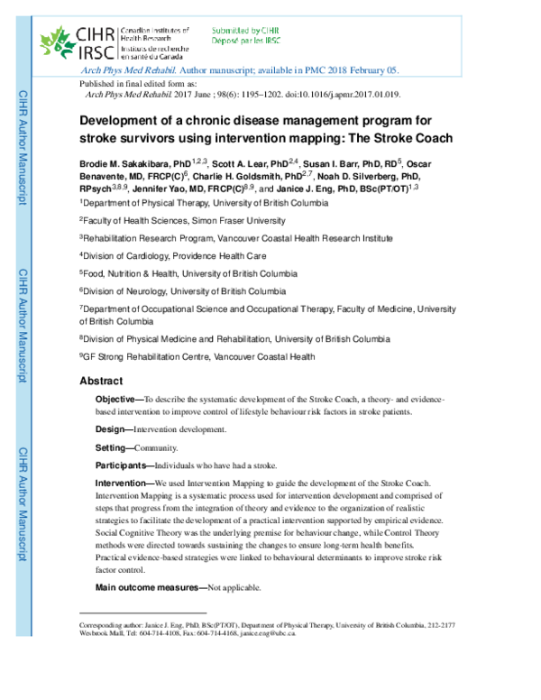 (PDF) Development of a Chronic Disease Management Program for Stroke ...