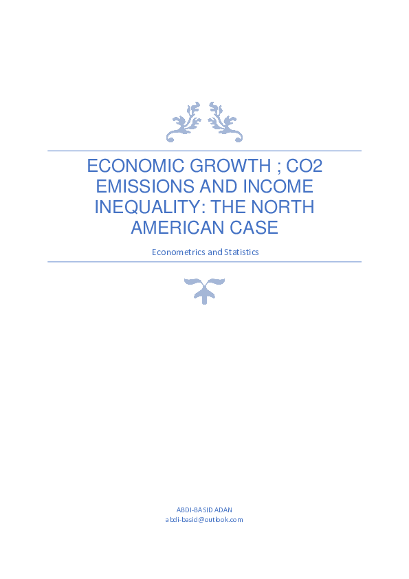 (PDF) ECONOMIC GROWTH, CO2 EMISSIONS AND INCOME INEQUALITY: THE NORTH ...