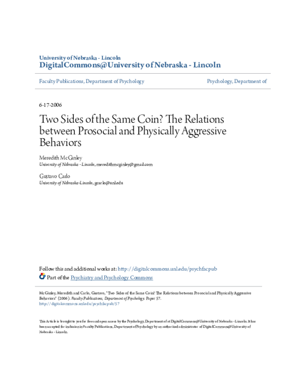 (PDF) Two Sides of the Same Coin? The Relations between Prosocial and ...