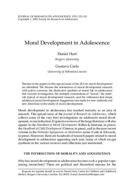 (PDF) Moral Development in Adolescence