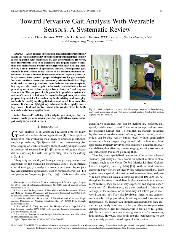 (PDF) Towards Pervasive Gait Analysis for Medicine with Wearable ...