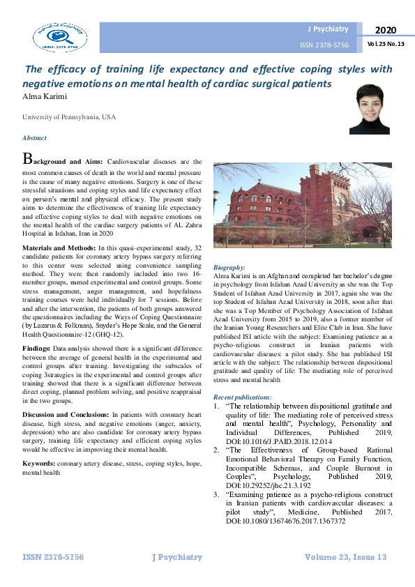 (PDF) The efficacy of training life Expectancy and effective coping ...