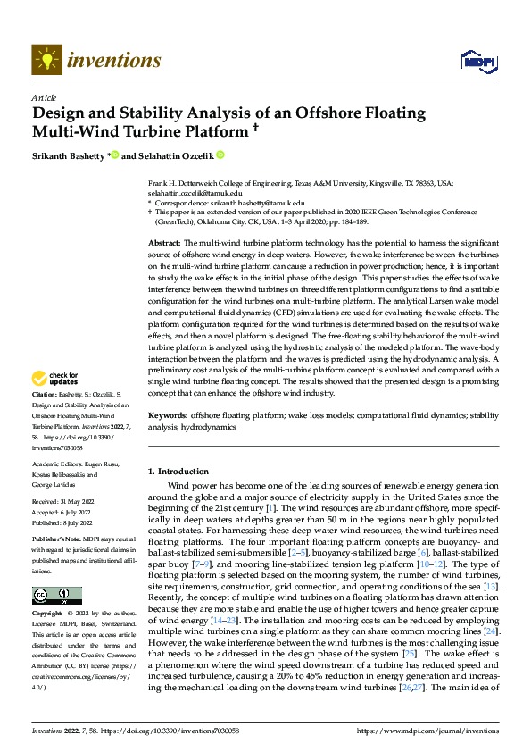 (PDF) Design and Stability Analysis of an Offshore Floating Multi-Wind ...